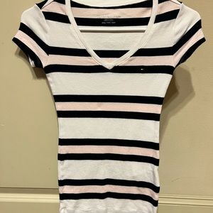 Tommy Hilfiger light pink/navy formfitting top - XXS